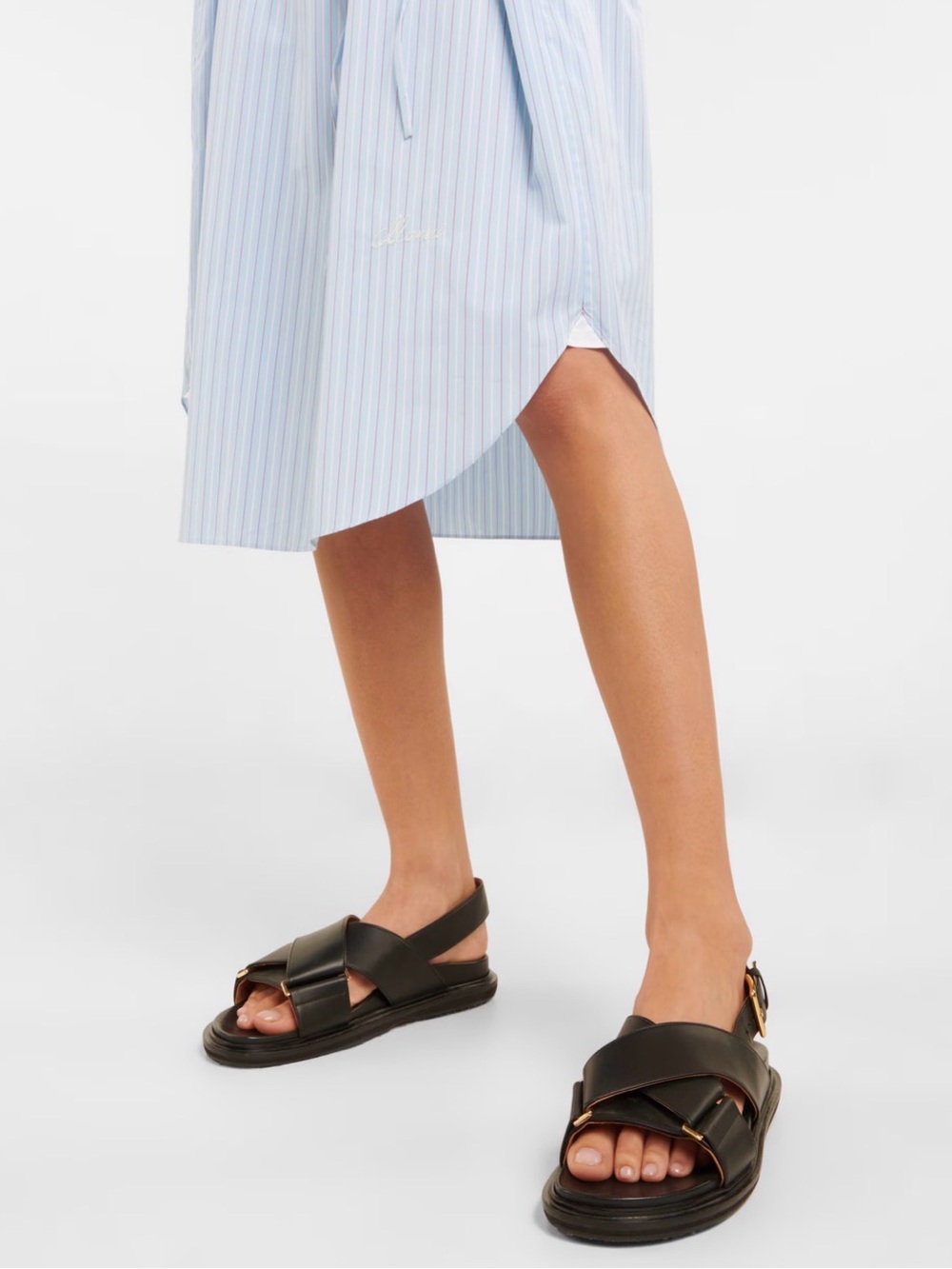 NWT MARNI Black Leather Fussbett Sandals